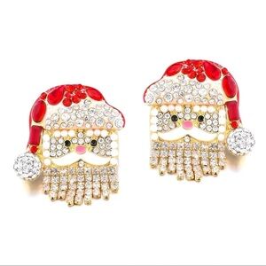 Santa Claus Christmas Red Crystal Earrings